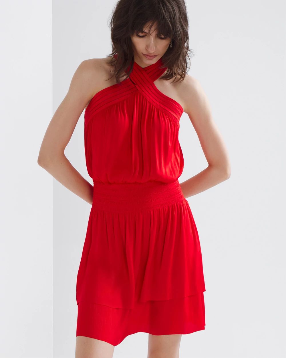Cross Halter Mini Dress White House Black Market